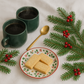Enjoy the holiday season with these porcelain mugs, gold spoon, and buttery short bread cookies. Perfect for parents, grandparents, friends, housewarming, clients and those you love.